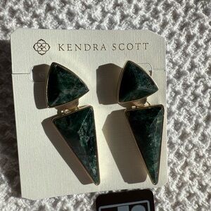 Kendra Scott Dark Green Geometric Earrings